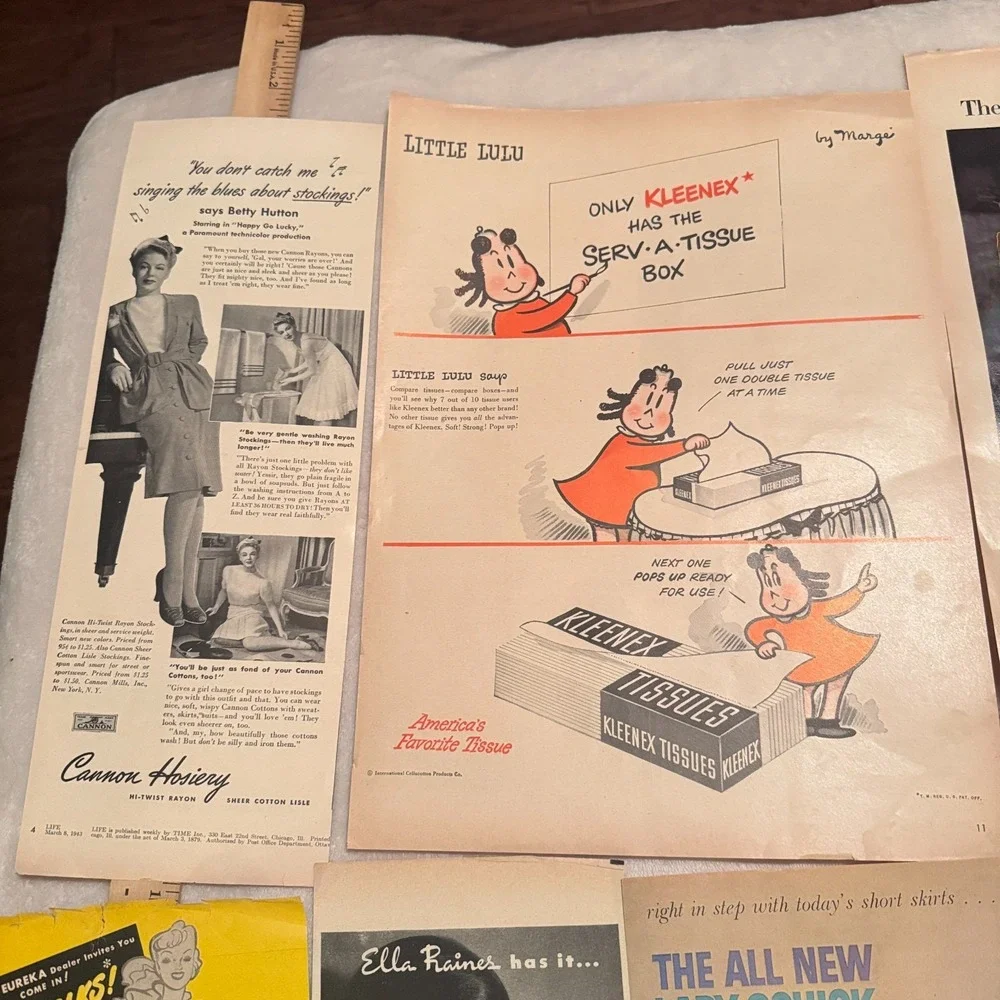 Life magazine 1940s Print Ads Jean Harlow Remington Little Lulu Eureka‎